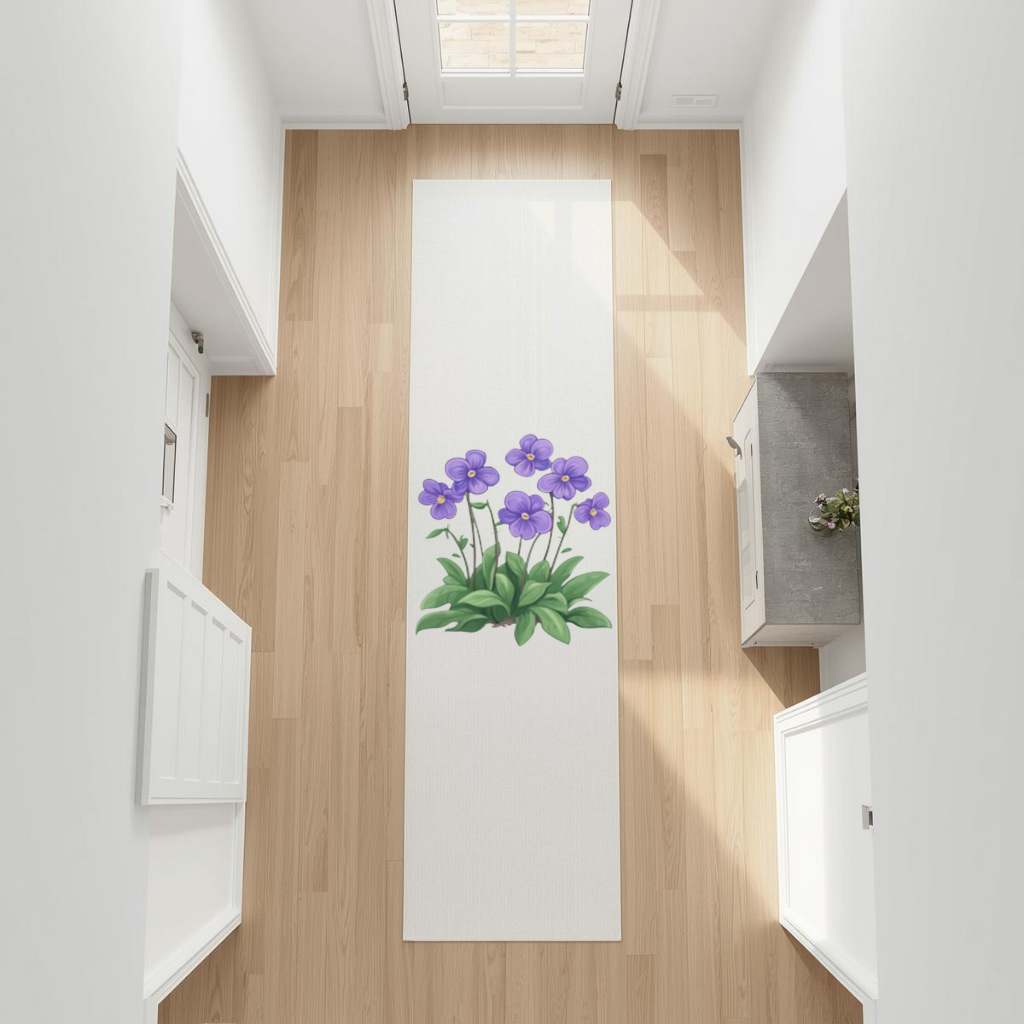 Kır Çiçekleri Mor Menekşeler Antre ve Koridor Halısı