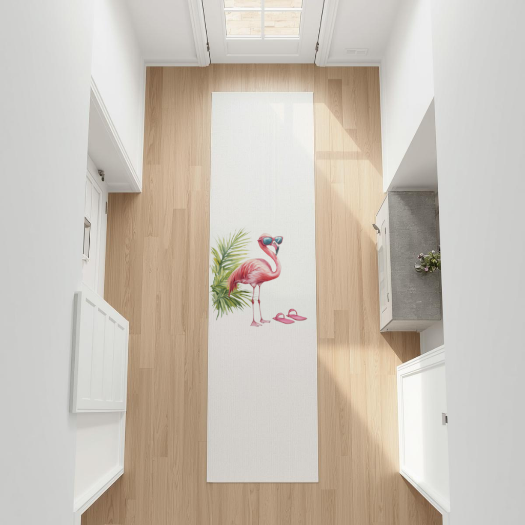 Güneş Gözlüklü Pembe Flamingo Antre ve Koridor Halısı