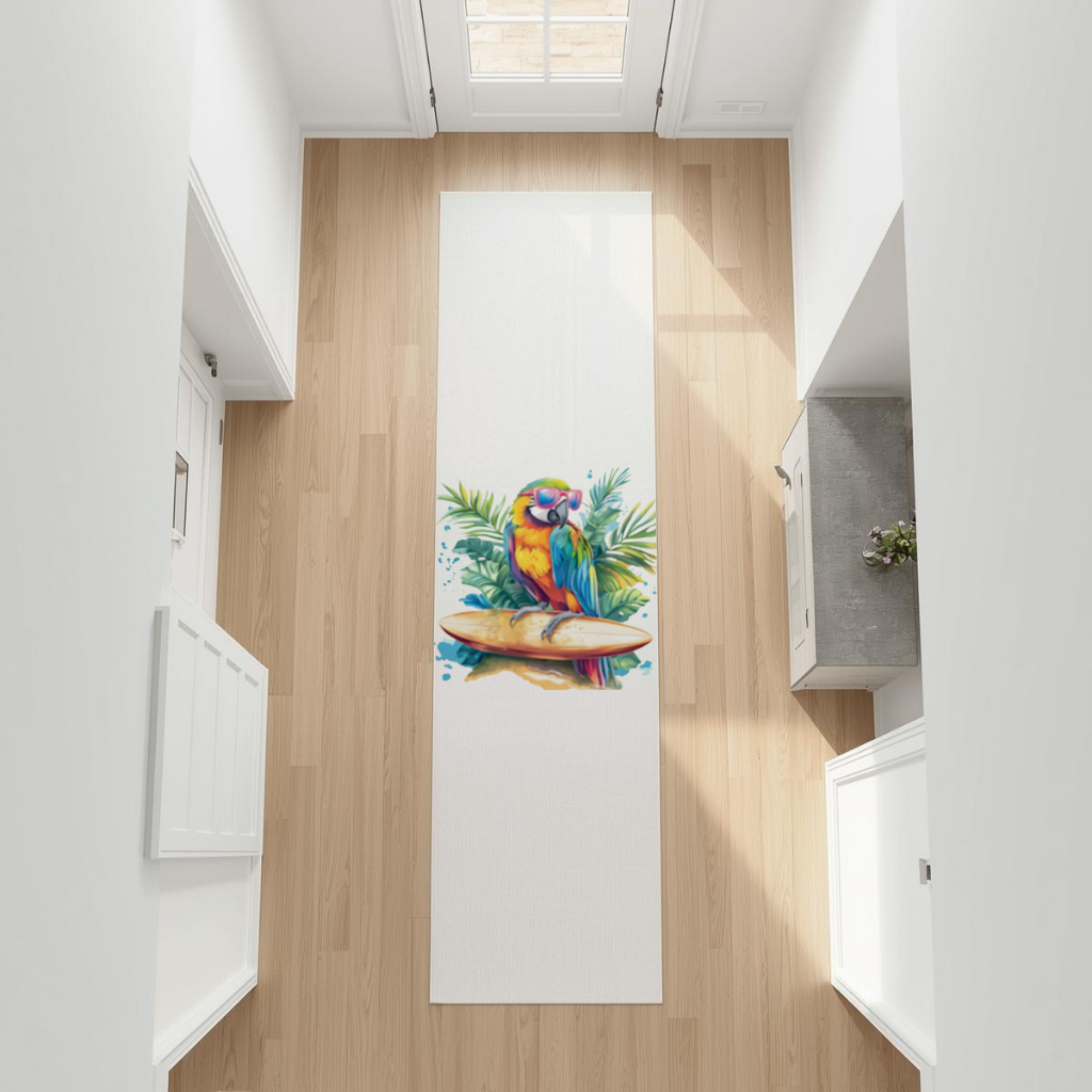 Sörf Yapan Güneş Gözlüklü Papağan Antre ve Koridor Halısı