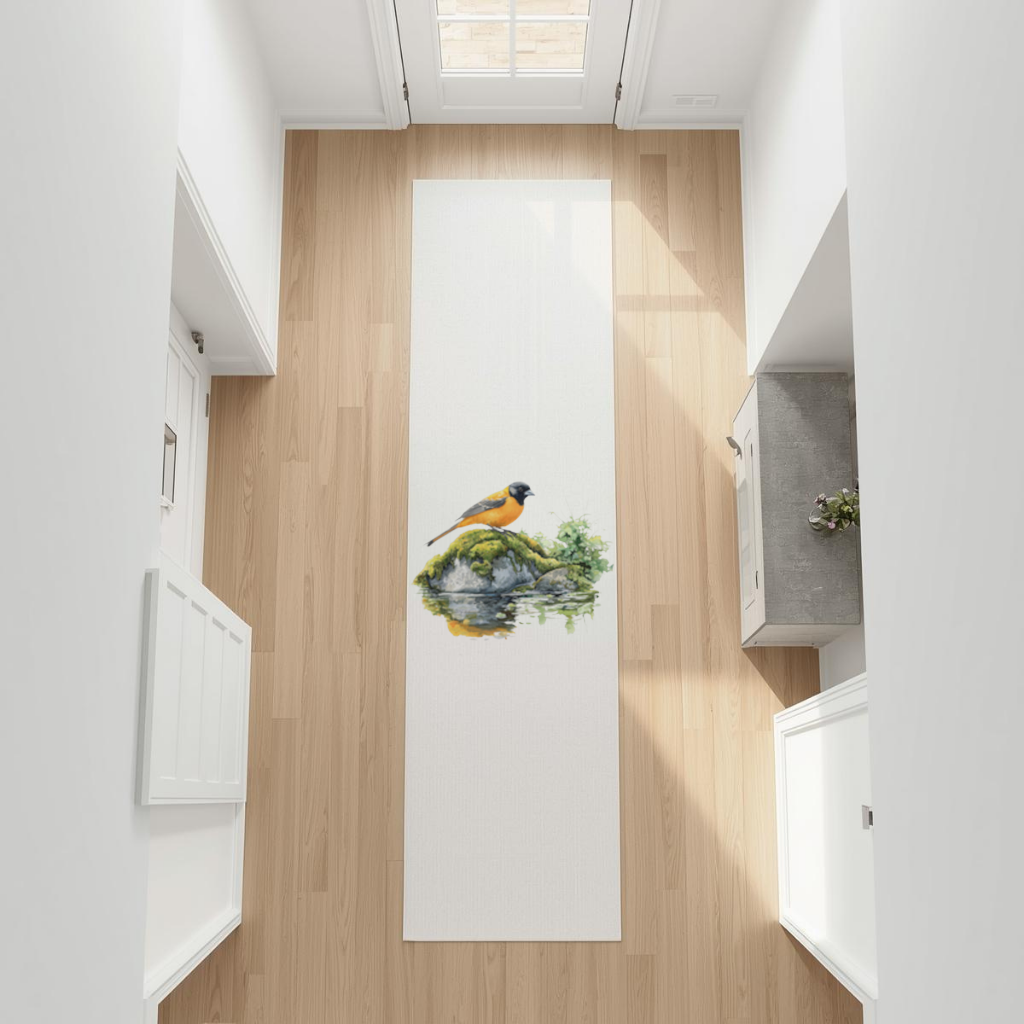 Orange Baltimore Oriole Bird Hallway & Entryway Rug