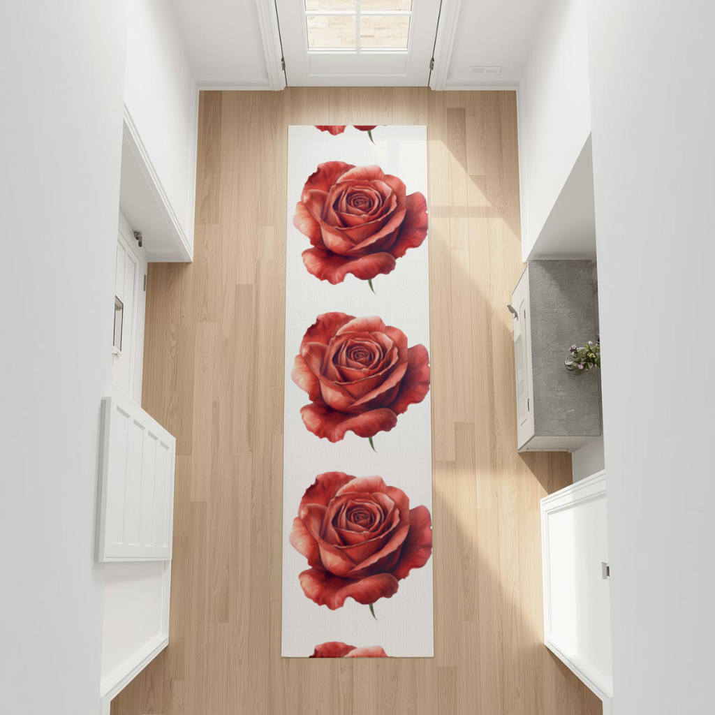 Crimson Red Rose Hallway & Entryway Rug