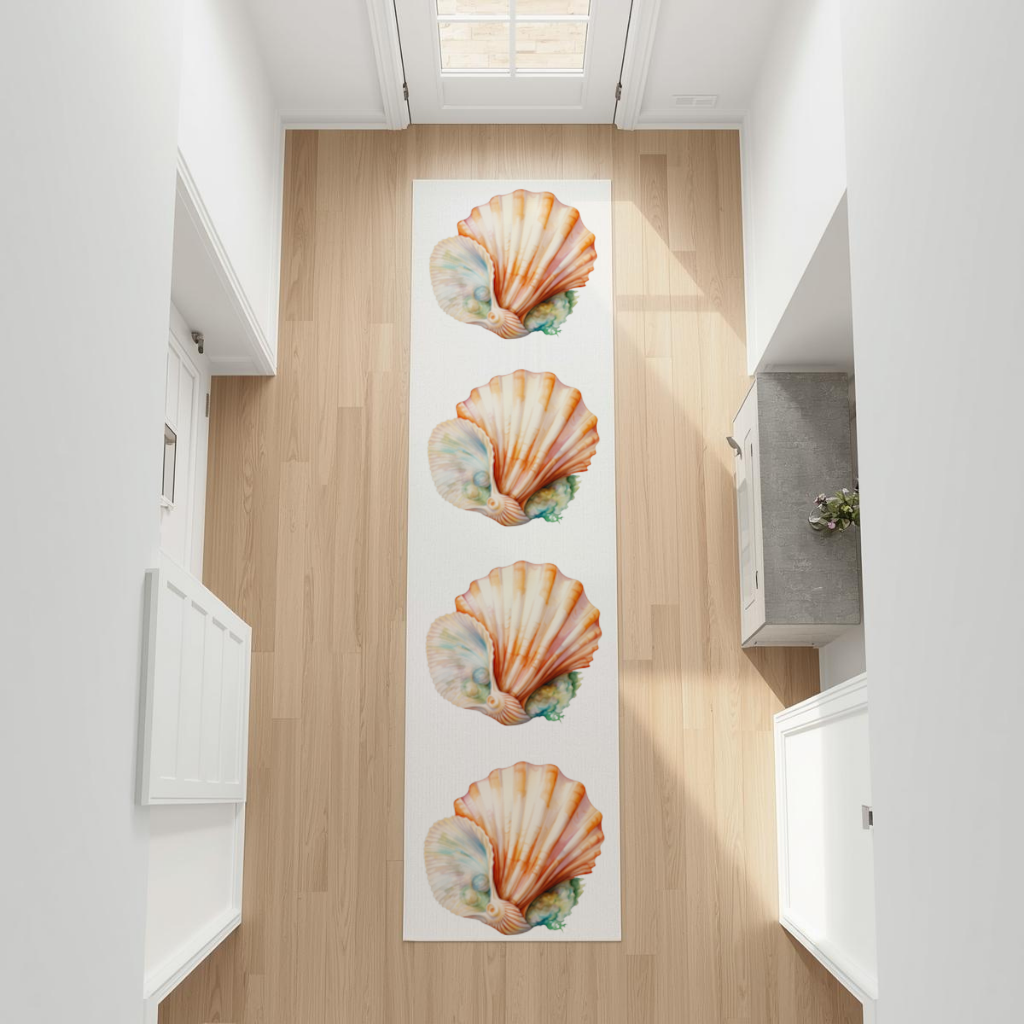 Iridescent Pearls in Orange Scallop Seashell 