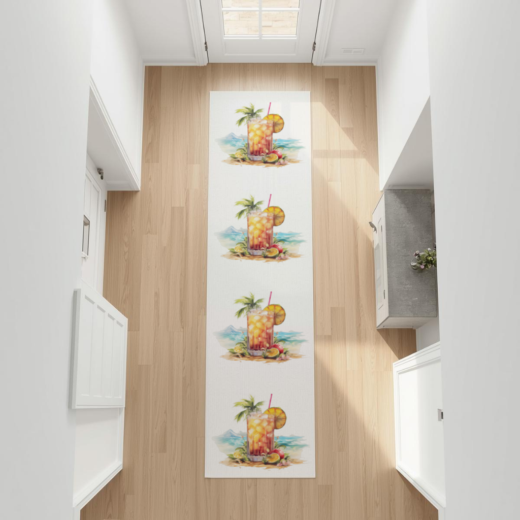 Tropical Island Beach Cocktail with Fruit Hallway & Entryway Rug