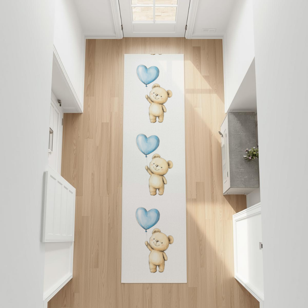 Cute Teddy Bear with Blue Heart Balloon 