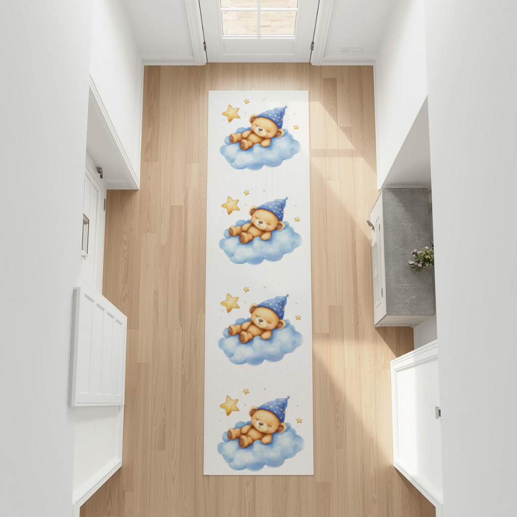 Sleeping Teddy Bear on a Cloud Hallway & Entryway Rug