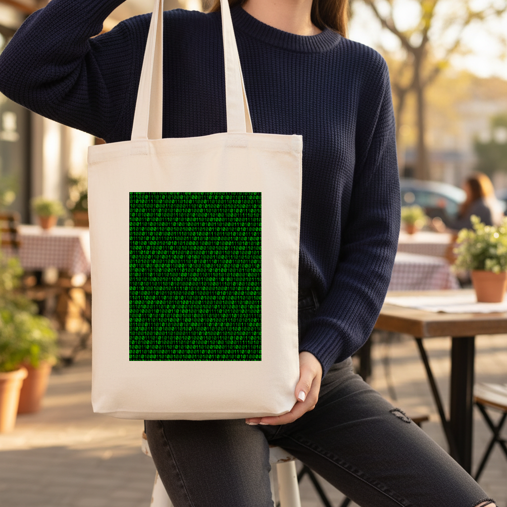 Matrix Style Digital Binary Code Background Gusseted Canvas Tote Bag