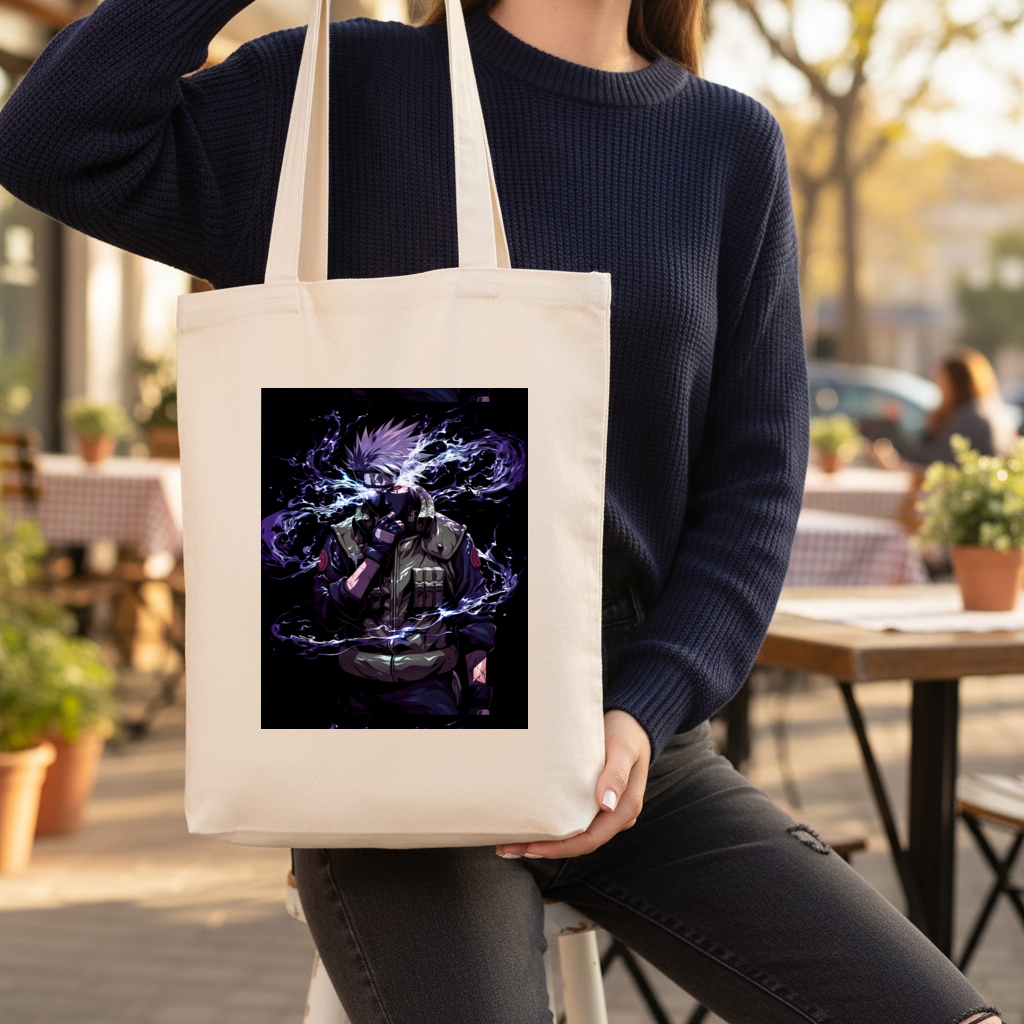 Kakashi Hatake  The Surge of Purple Lightning Gusseted Canvas Tote Bag