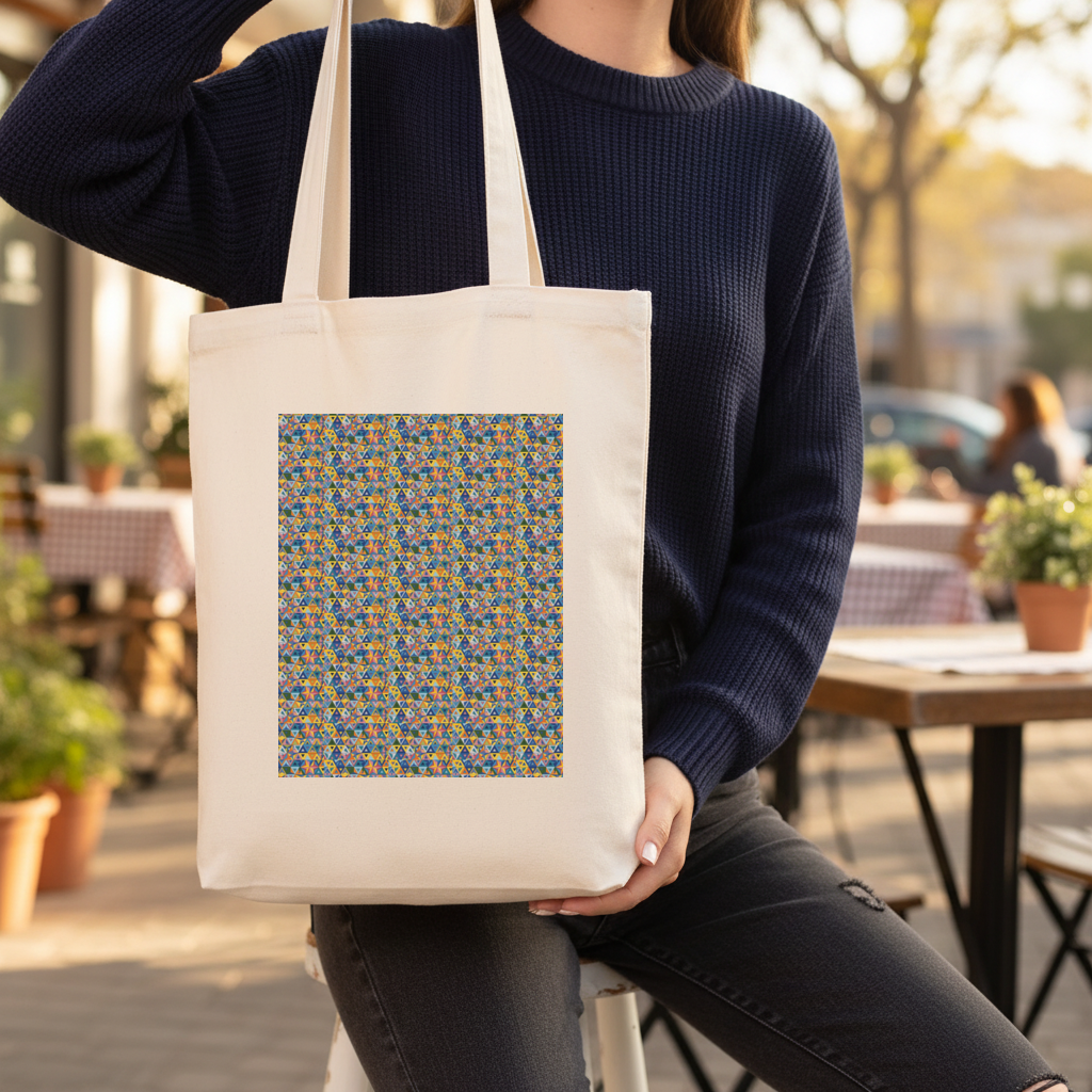 Rainbow triangle pattern Gusseted Canvas Tote Bag