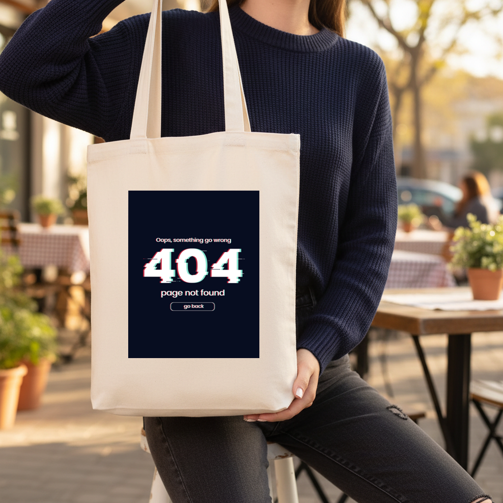 404 Error Glitch Design Gusseted Canvas Tote Bag