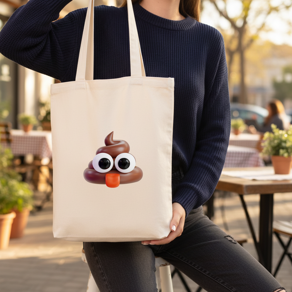 3D Silly Emoji Gusseted Canvas Tote Bag