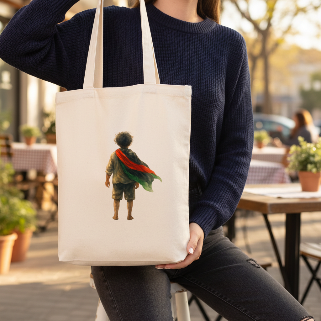 Dünyaya Arkasını Dönmüş Filistinli Çocuk Körüklü Canvas Çanta