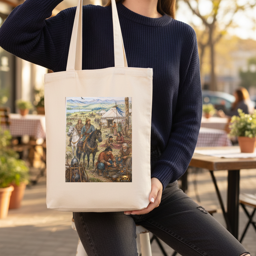 Blacksmiths of the Steppe Ancient Nomadic Camp Art Gusseted Canvas Tote Bag