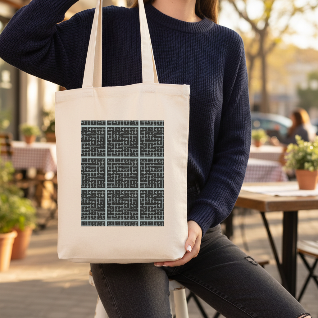 calligraphy Gusseted Canvas Tote Bag
