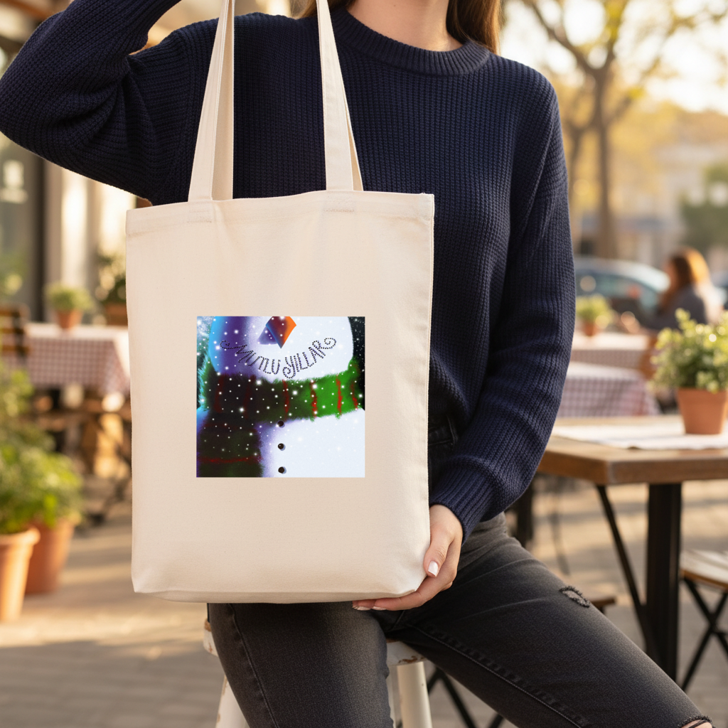 happy new year snow man Gusseted Canvas Tote Bag