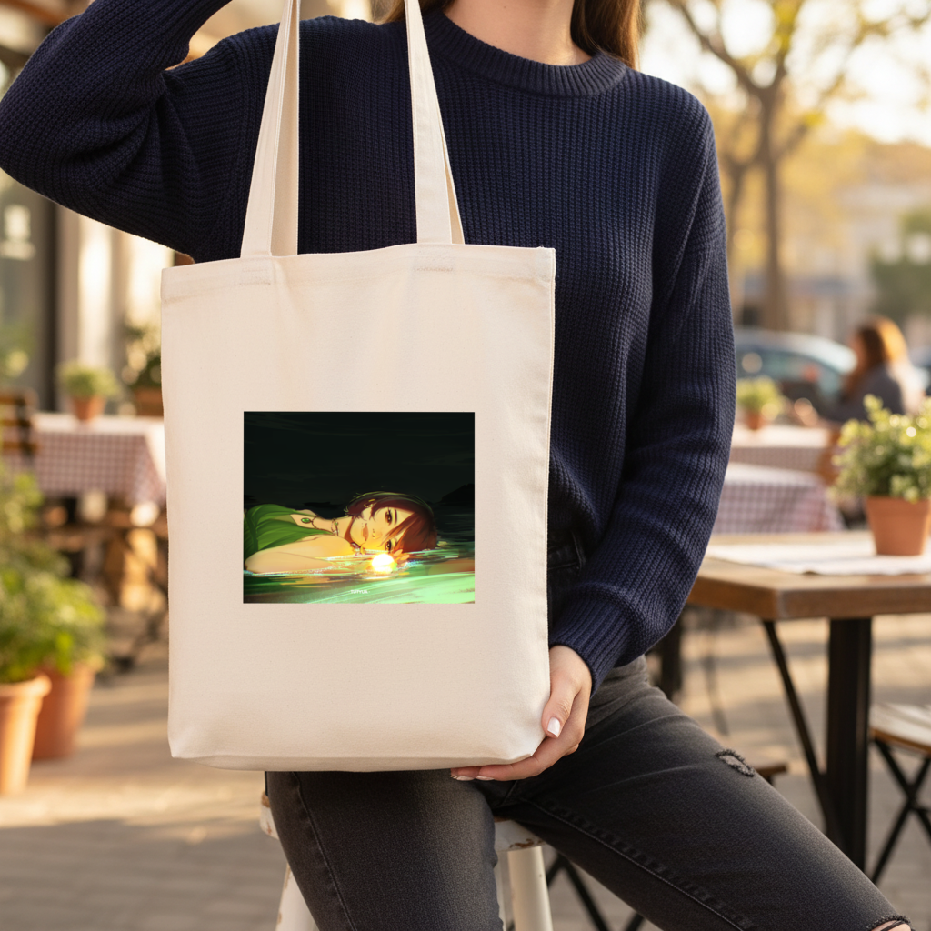 Sunset Glow Anime Girl Illustration Gusseted Canvas Tote Bag