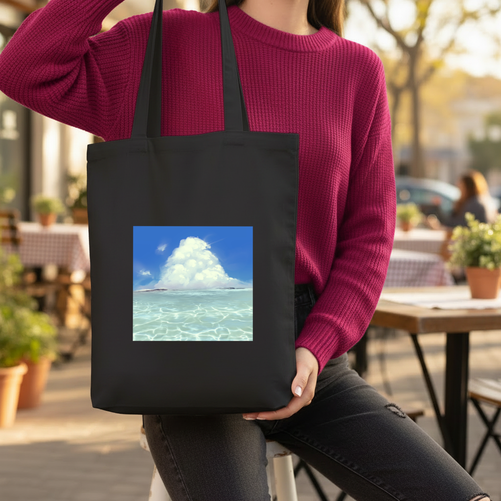 seascape Gusseted Canvas Tote Bag