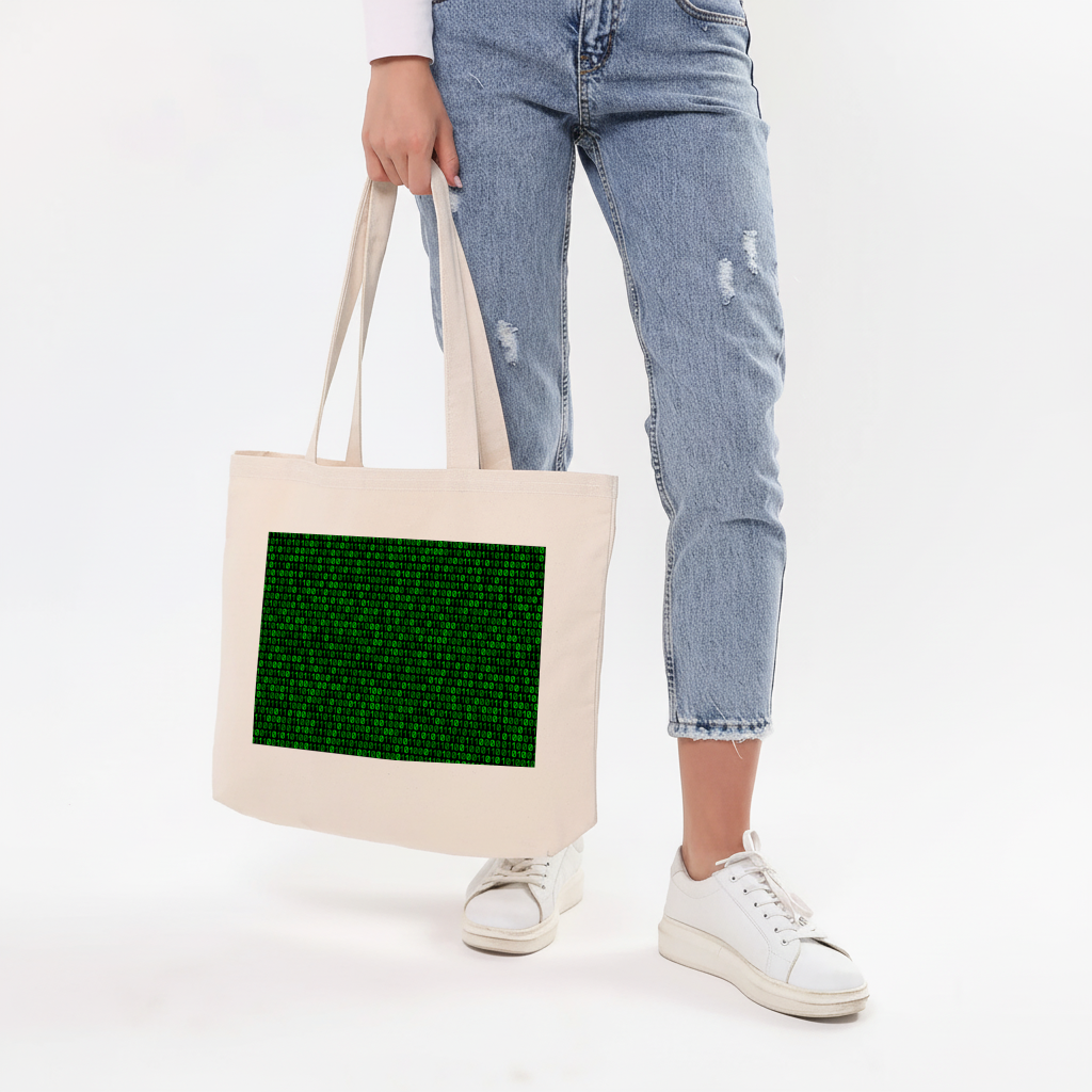 Matrix Style Digital Binary Code Background Horizontal Canvas Tote Bag