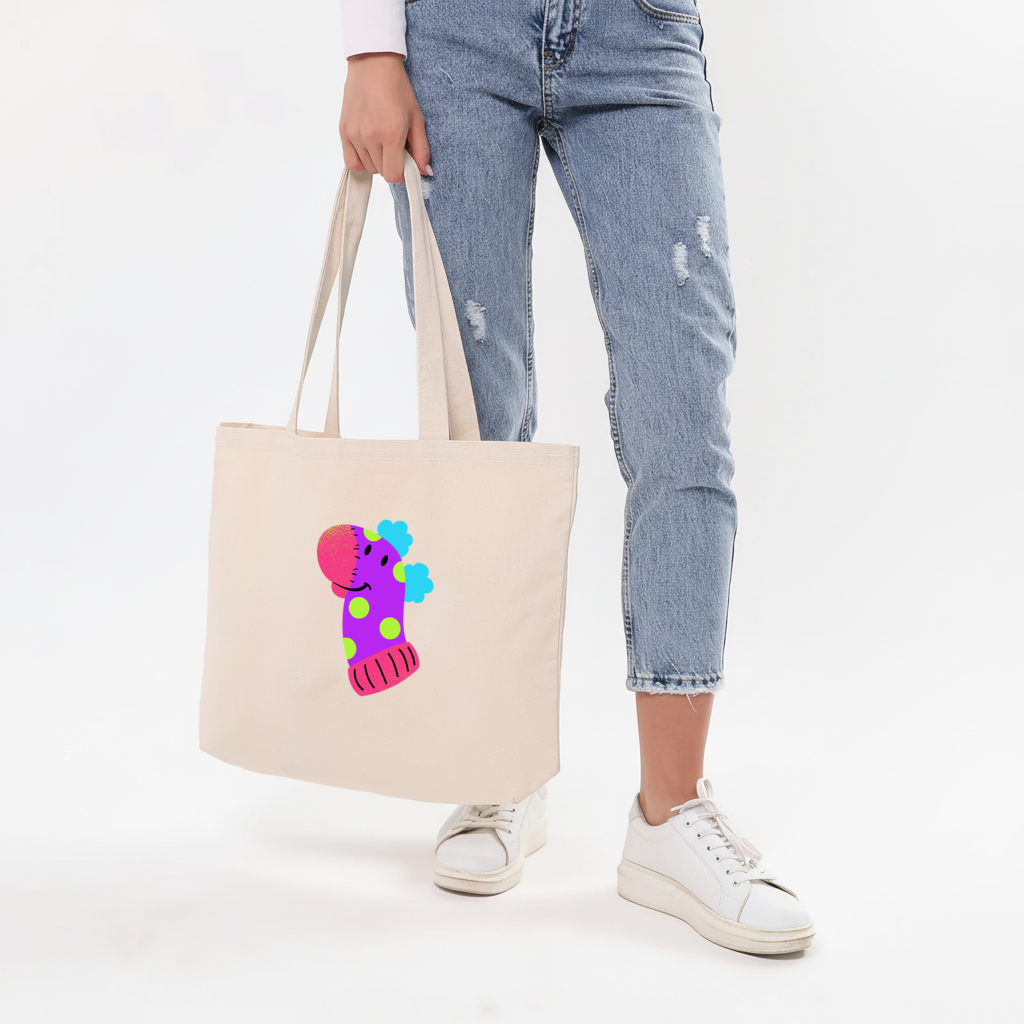 Cute Colorful Dinosaur Illustration Horizontal Canvas Tote Bag