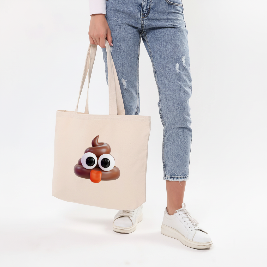 3D Silly Emoji Horizontal Canvas Tote Bag