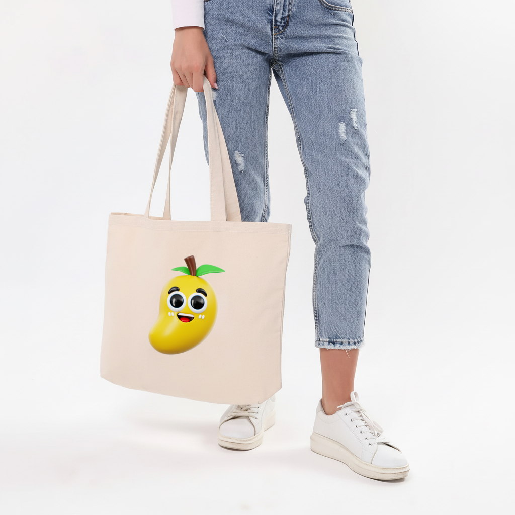 3D Kawaii Mango Horizontal Canvas Tote Bag