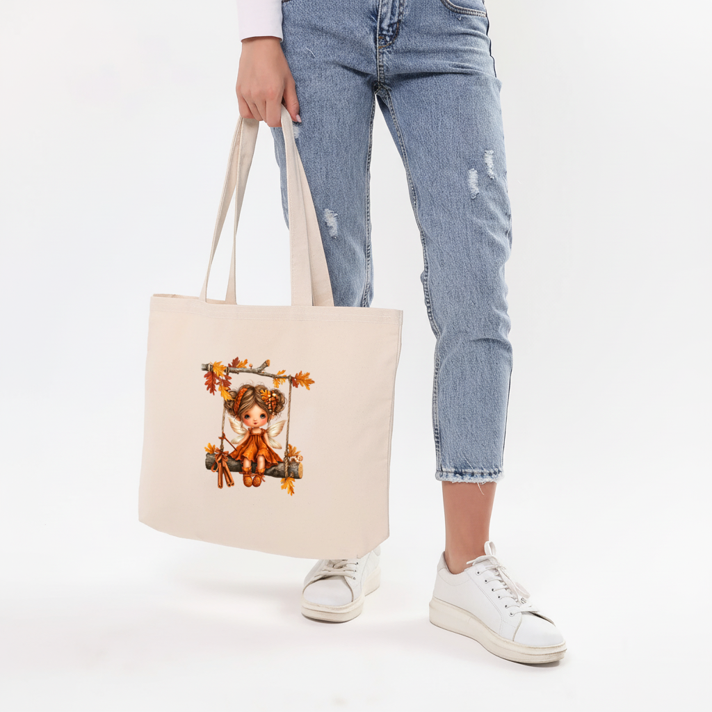 Whimsical Autumn Forest Fairy Horizontal Canvas Tote Bag