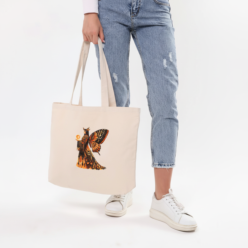 Monarch Kelebek Kanatlı Tanrıça Yatay Canvas Çanta