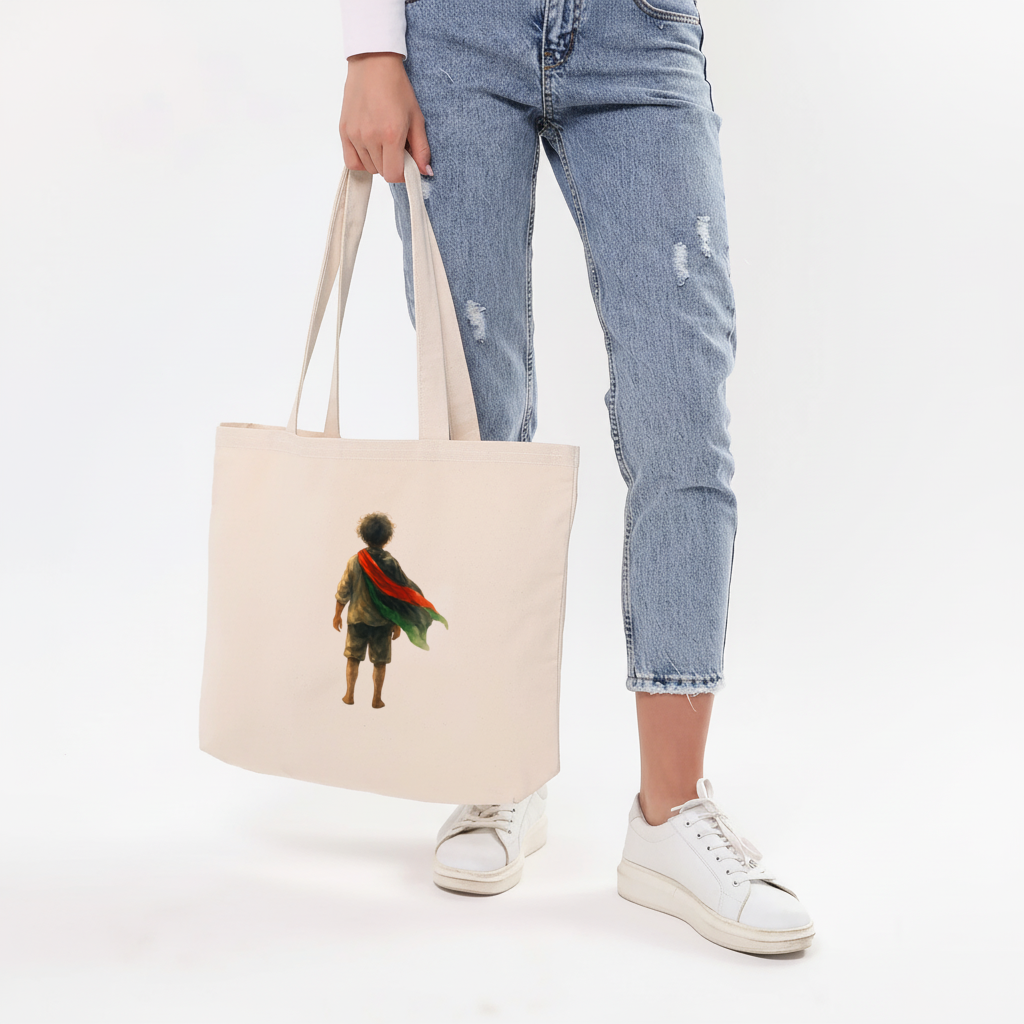 Dünyaya Arkasını Dönmüş Filistinli Çocuk Yatay Canvas Çanta