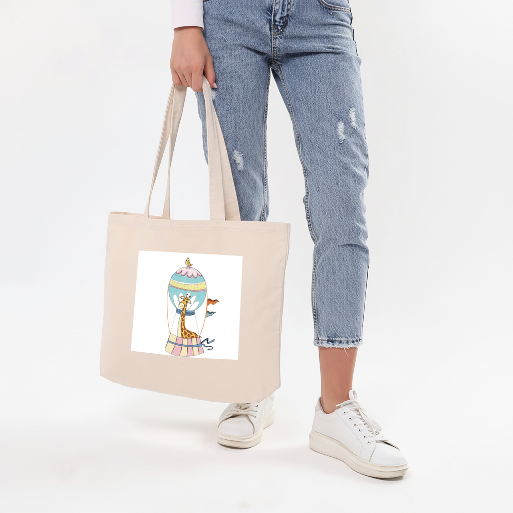 Özgür Zürafa Horizontal Canvas Tote Bag