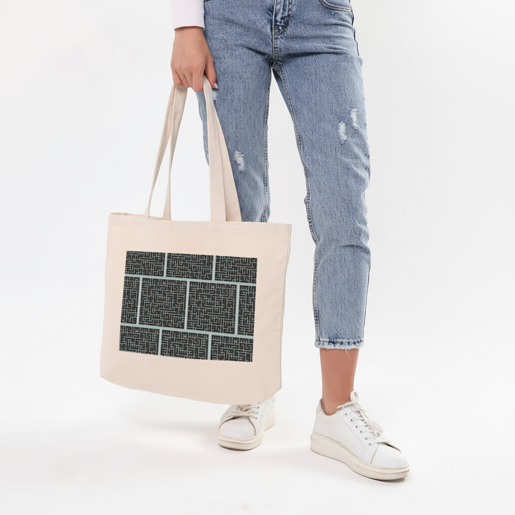 calligraphy Horizontal Canvas Tote Bag
