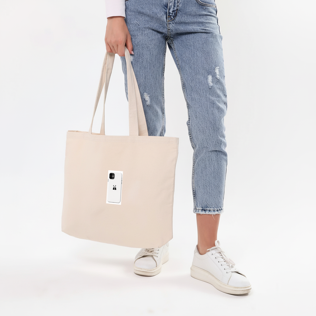 Minimalist Panda Phone Case Horizontal Canvas Tote Bag