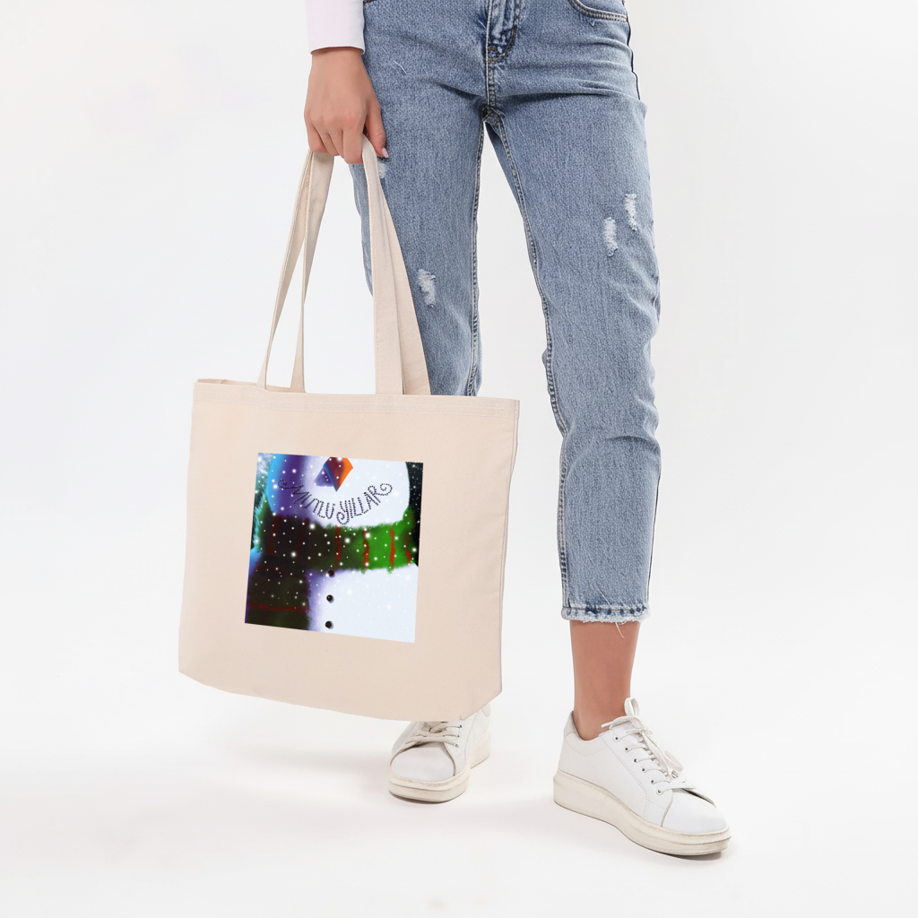 happy new year snow man Horizontal Canvas Tote Bag