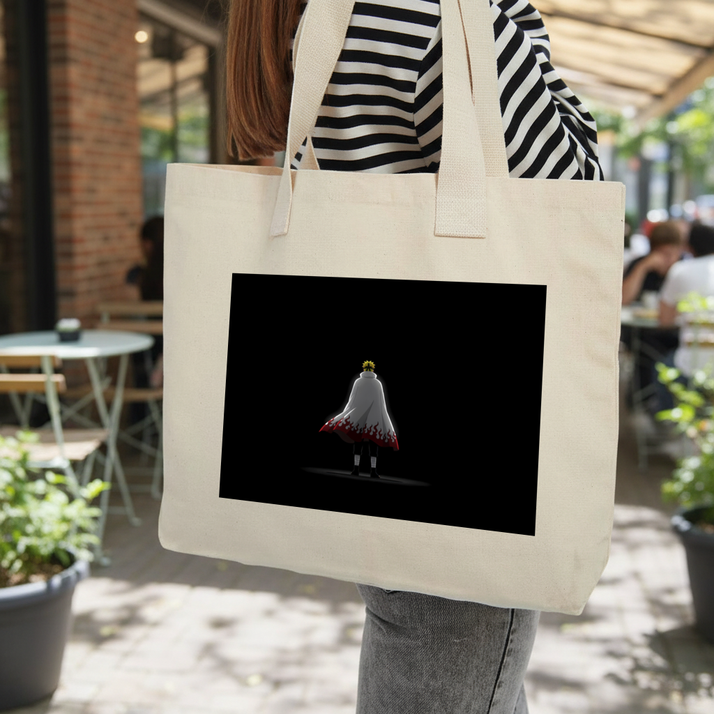 Power from Darkness Naruto Uzumaki Hokage Silhouette Inner Pocket Tote with Webbing Handle