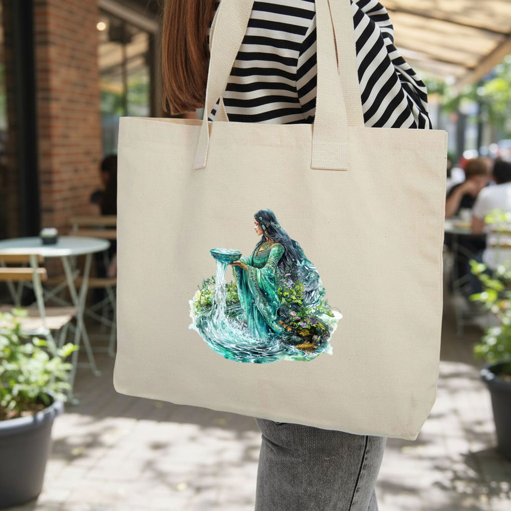 Ethereal Water Goddess Inner Pocket Tote with Webbing Handle