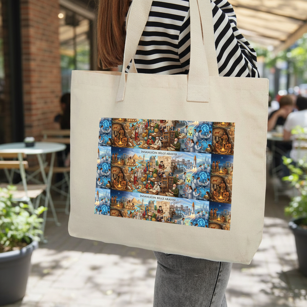 Humanity's Quest for Knowledge Inner Pocket Tote with Webbing Handle