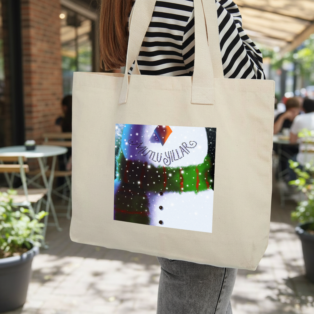 happy new year snow man Inner Pocket Tote with Webbing Handle
