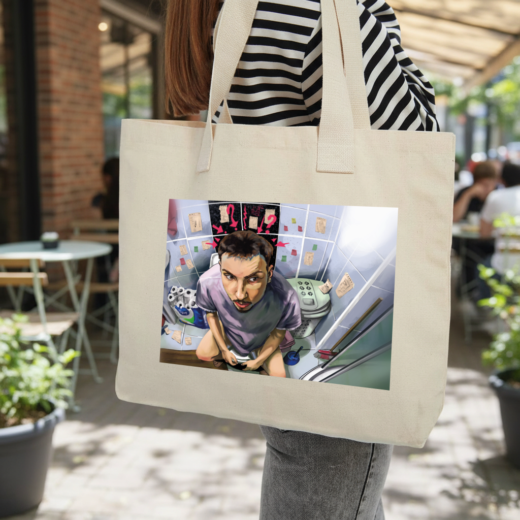 Toilet allegory Inner Pocket Tote with Webbing Handle