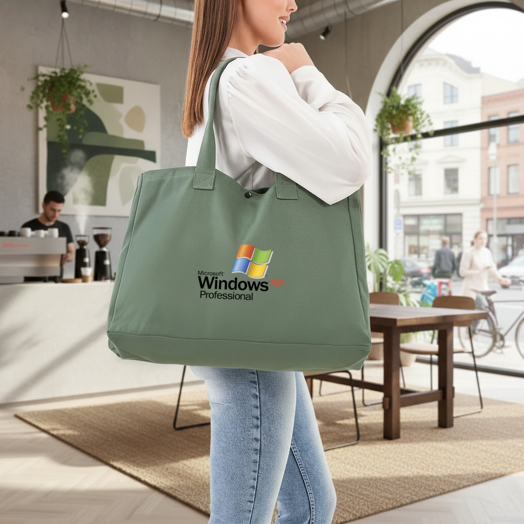 Digital Nostalgia Windows XP Iconic Logo Green Bag with 3 Velcro Fasteners