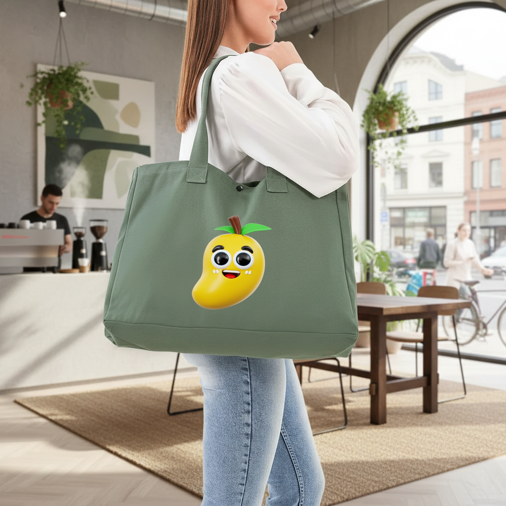 3D Kawaii Mango Green Bag with 3 Velcro Fasteners