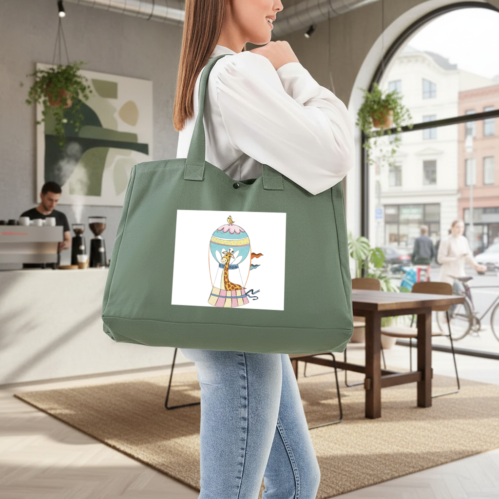 Özgür Zürafa Green Bag with 3 Velcro Fasteners
