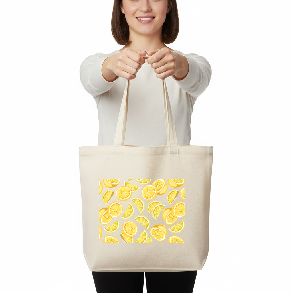 Fresh Lemon Slices Vibrant Summer Pattern Horizontal Canvas Tote Bag