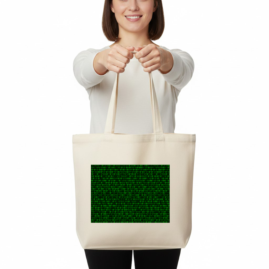 Matrix Style Digital Binary Code Background Horizontal Canvas Tote Bag
