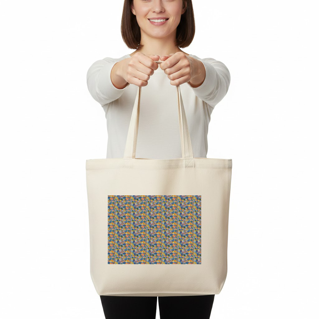 Rainbow triangle pattern Horizontal Canvas Tote Bag
