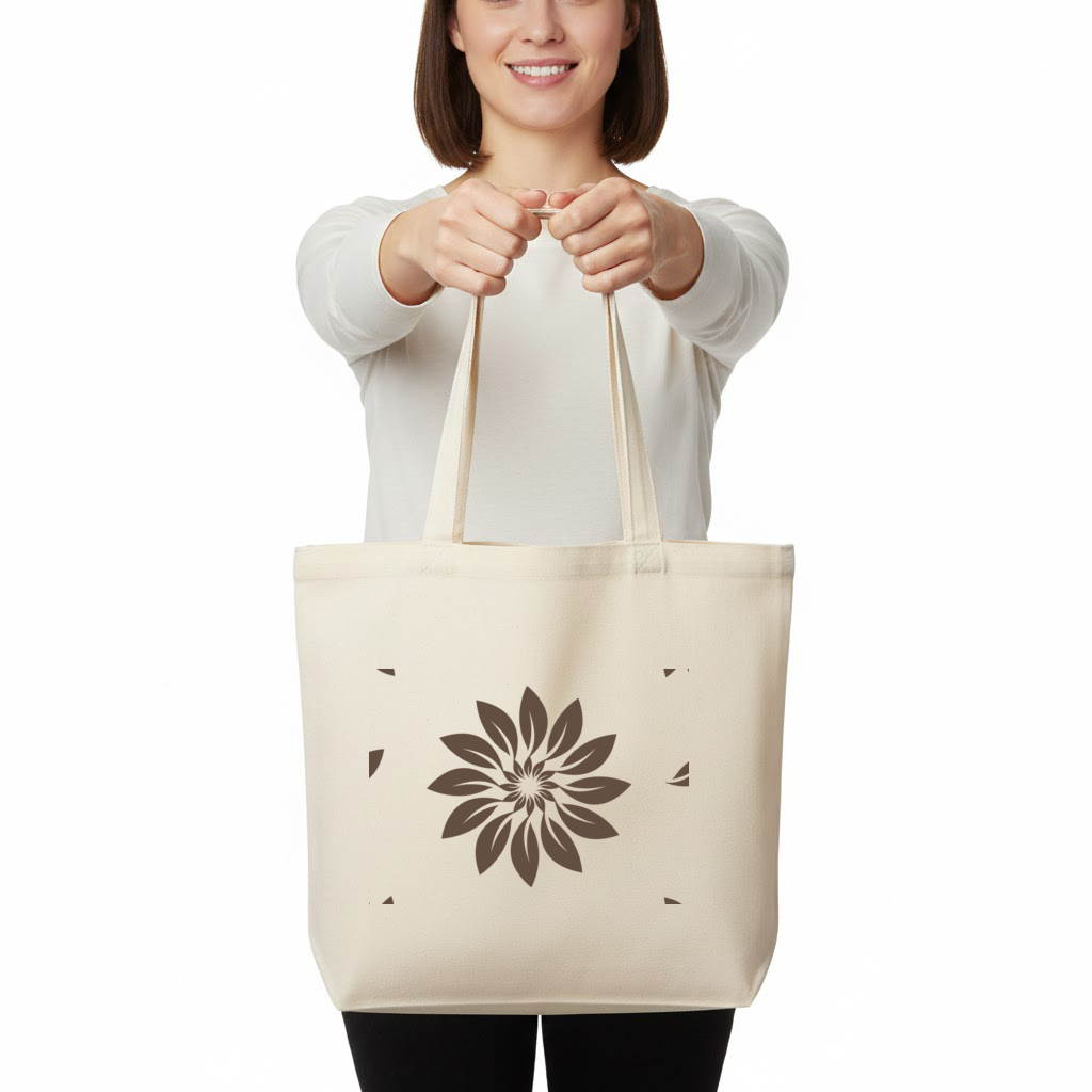 Minimalist Modern Brown Floral Pattern Horizontal Canvas Tote Bag