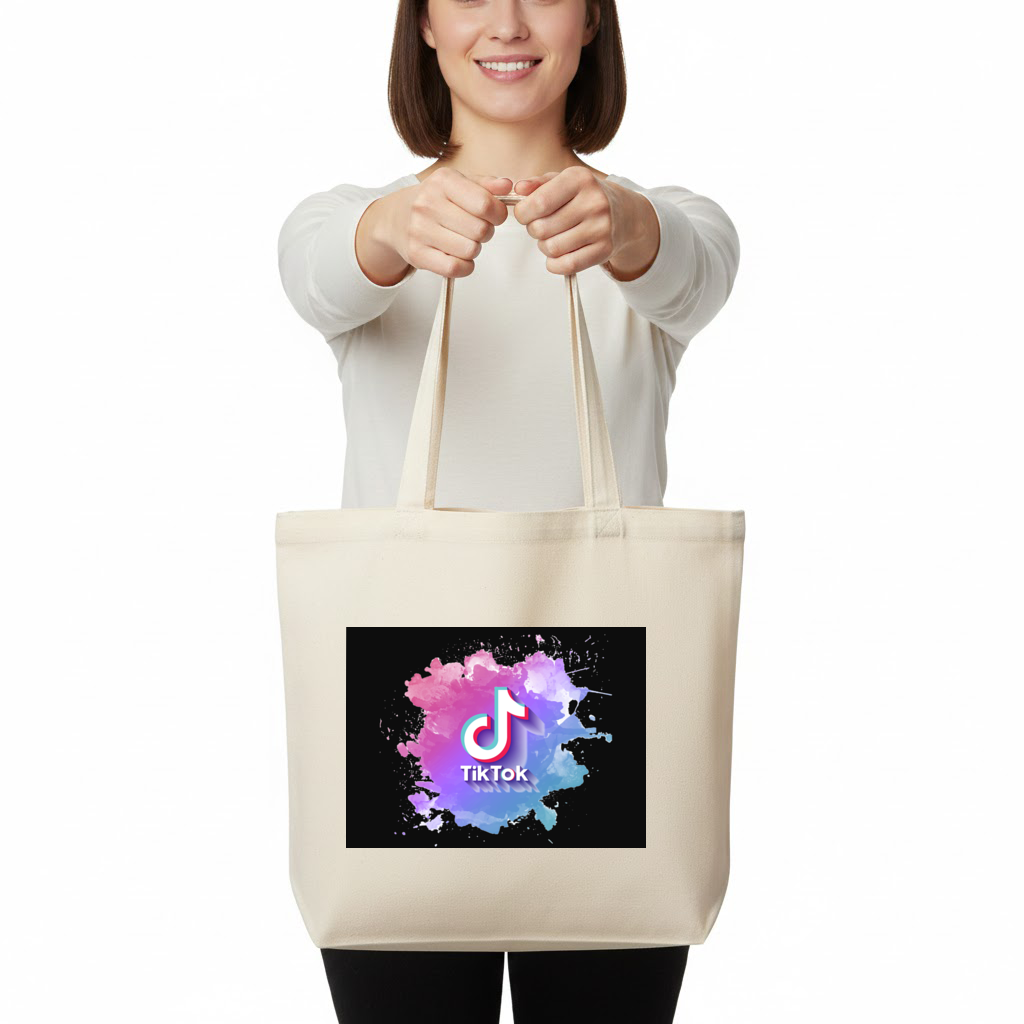 TikTok Logo with Watercolor Effect Horizontal Canvas Tote Bag