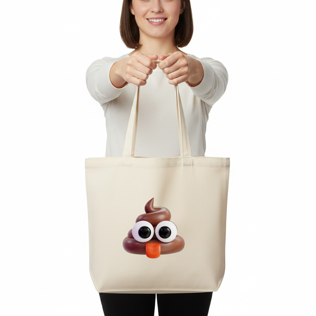 3D Silly Emoji Horizontal Canvas Tote Bag