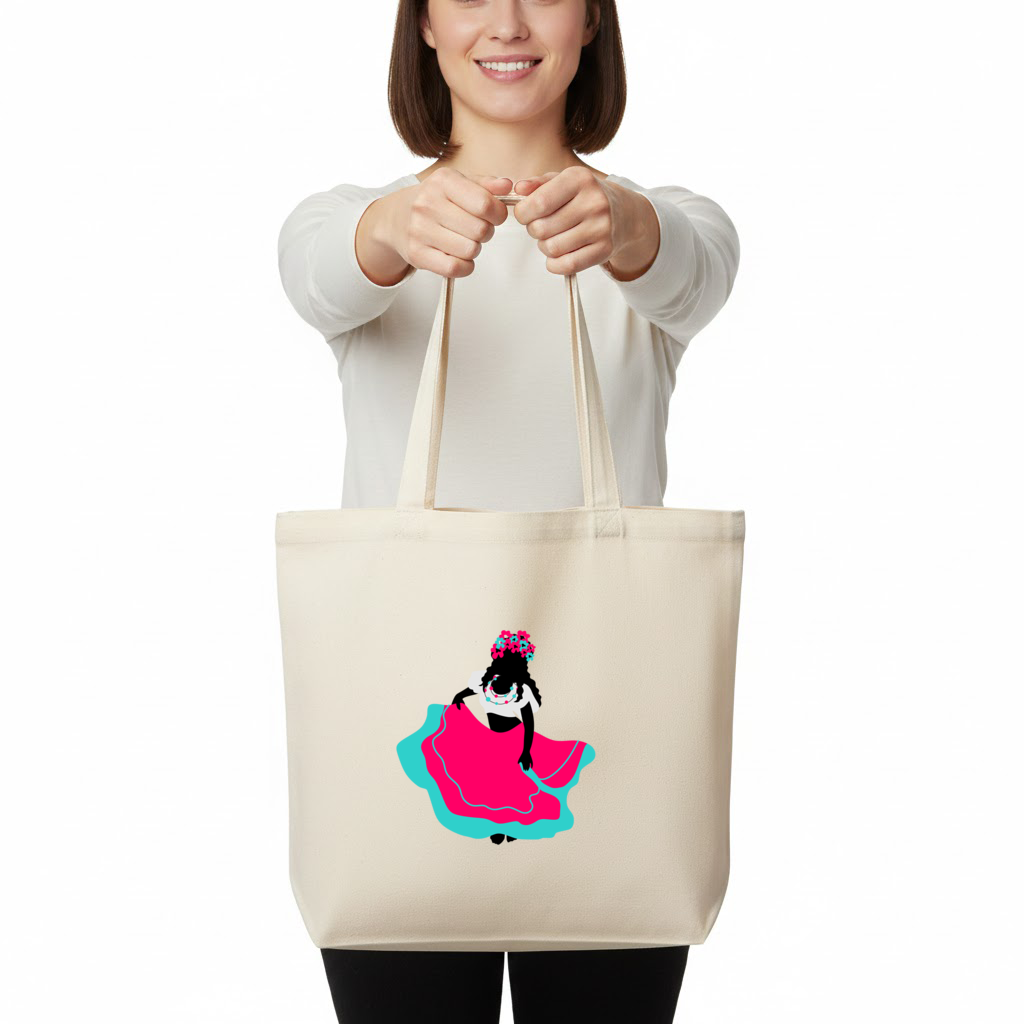 Mexican Folklorico Dancer Silhouette Horizontal Canvas Tote Bag