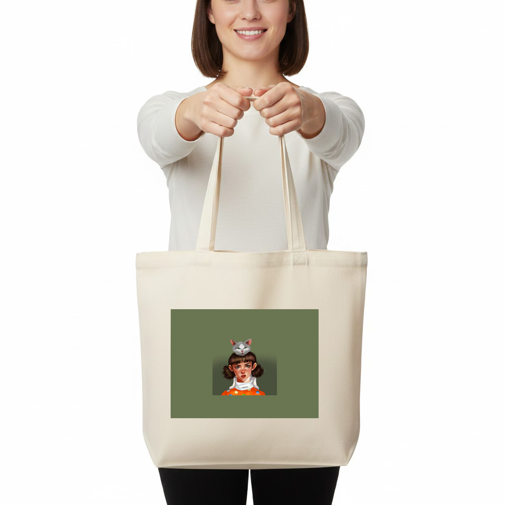 Mood Cat and I Horizontal Canvas Tote Bag