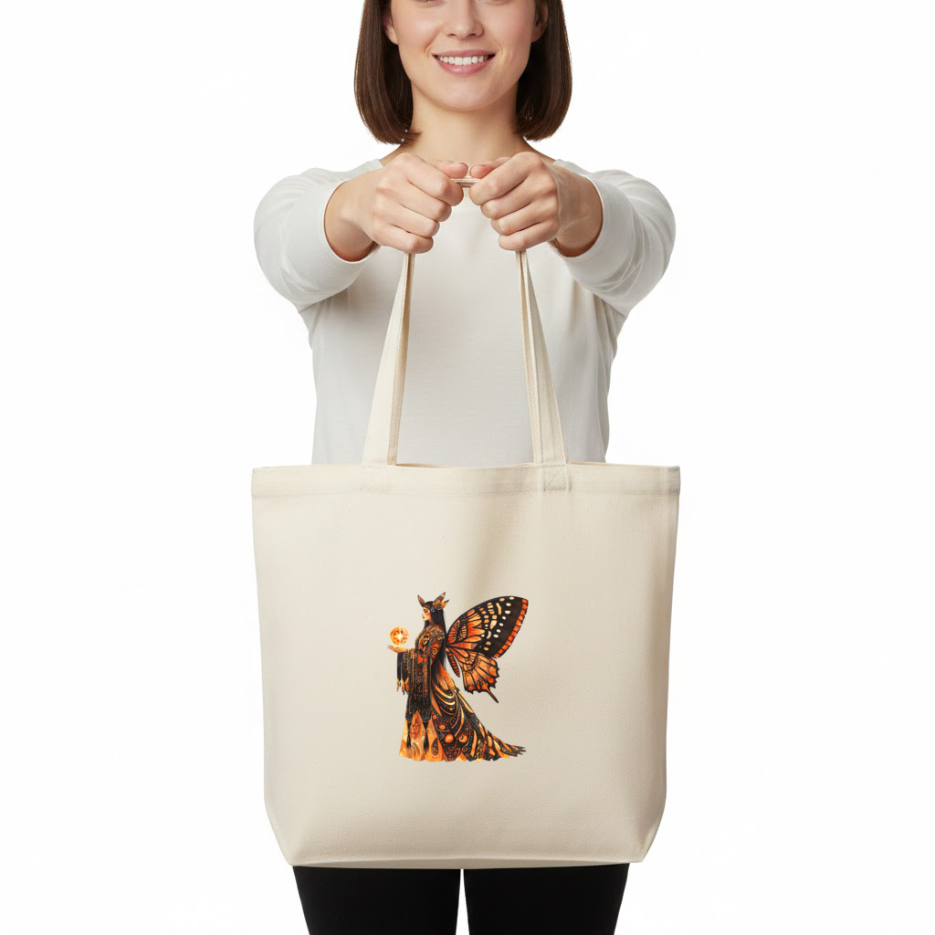 Monarch Butterfly Winged Goddess Horizontal Canvas Tote Bag