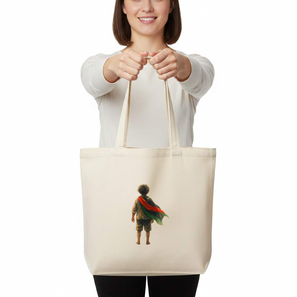 Dünyaya Arkasını Dönmüş Filistinli Çocuk Yatay Canvas Çanta