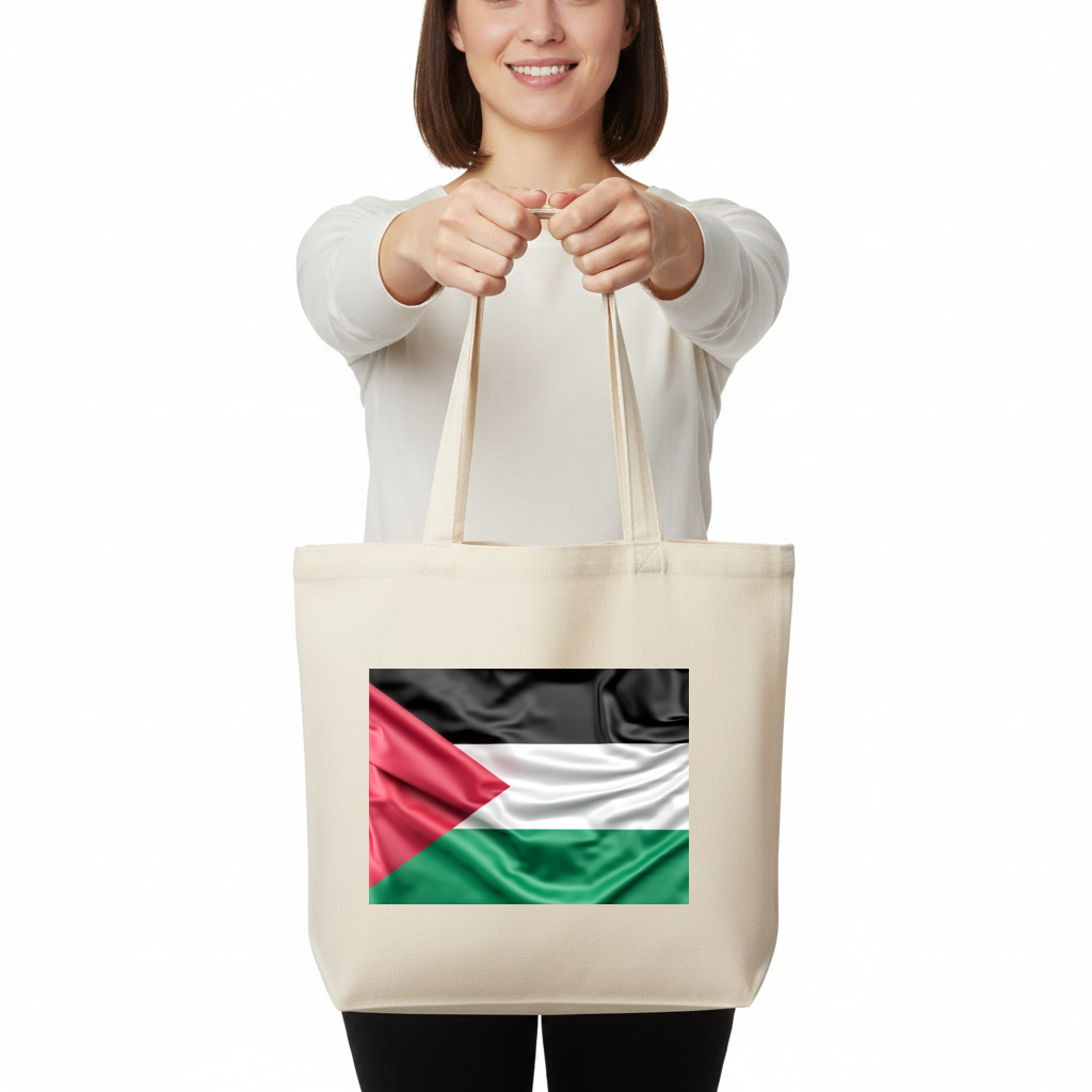 Dalgalı Filistin Bayrağı Yatay Canvas Çanta